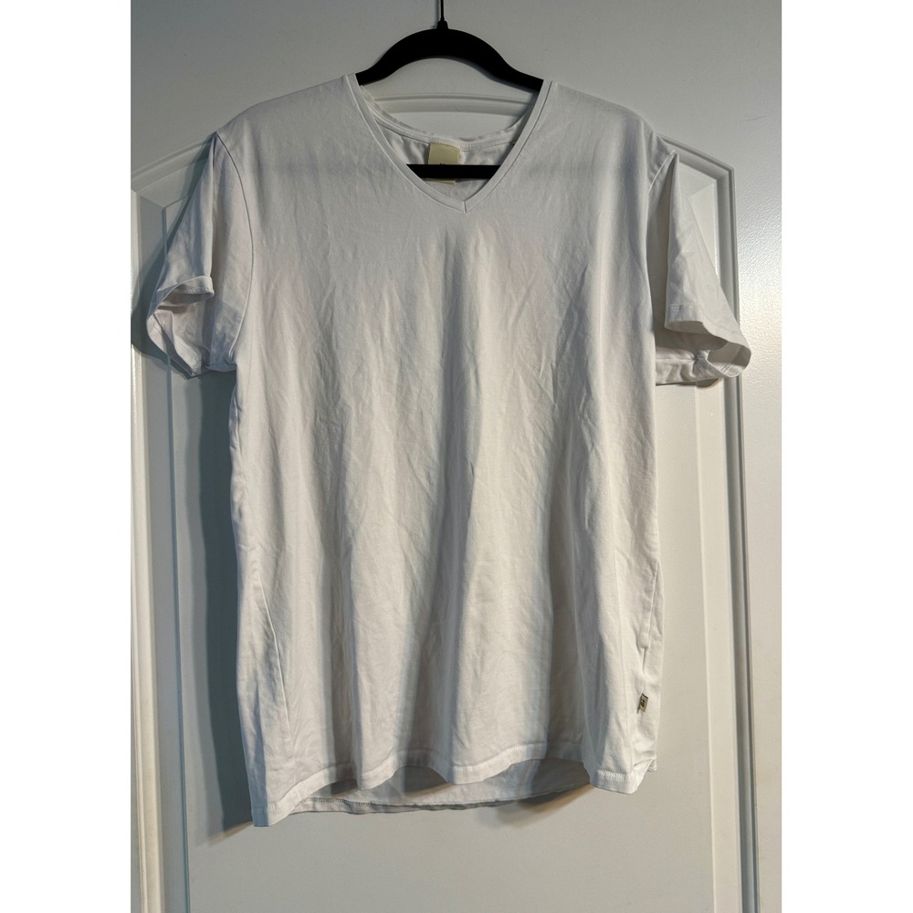Scotch & Soda T-Shirt Large White V-Neck Short Sleeve Cotton Tee Designer